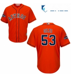 Youth Majestic Houston Astros 53 Ken Giles Authentic Orange Alternate 2017 World Series Champions Cool Base MLB Jersey 