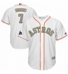 Youth Majestic Houston Astros 7 Craig Biggio Authentic White 2018 Gold Program Cool Base MLB Jersey