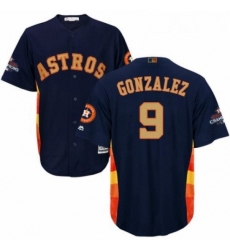Youth Majestic Houston Astros 9 Marwin Gonzalez Authentic Navy Blue Alternate 2018 Gold Program Cool Base MLB Jersey 