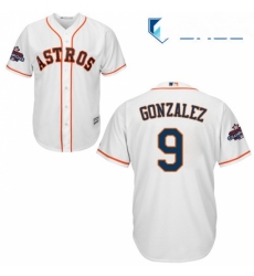 Youth Majestic Houston Astros 9 Marwin Gonzalez Replica White Home 2017 World Series Champions Cool Base MLB Jersey 