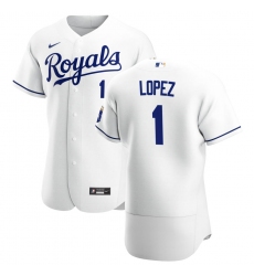Men Kansas City Royals 1 Nicky Lopez Men Nike White Home 2020 Flex Base Player MLB Jersey