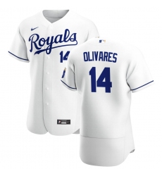 Men Kansas City Royals 14 Edward Olivares Men Nike White Home 2020 Flex Base Player MLB Jersey