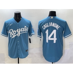 Men Kansas City Royals 14 Jac Caglianone Light Blue Cool Base Stitched Baseball Jersey