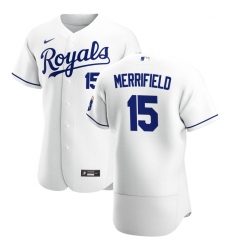 Men Kansas City Royals 15 Whit Merrifield Men Nike White Home 2020 Flex Base Player MLB Jersey