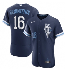 Men Kansas City Royals 16 Andrew Benintendi 2022 Navy City Connect Flex Base Stitched MLB jersey