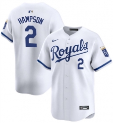 Men Kansas City Royals 2 Garrett Hampson White 2024 Home Limited Cool Base Stitched Baseball Jersey