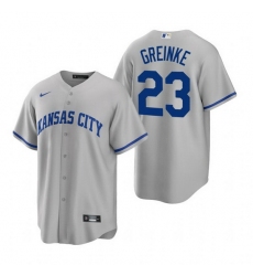 Men Kansas City Royals 23 Zack Greinke Grey Cool Base Stitched jersey