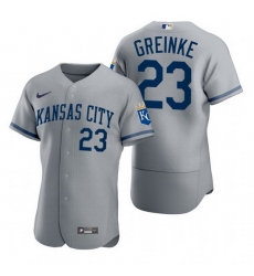 Men Kansas City Royals 23 Zack Greinke Grey Flex Base Stitched jersey