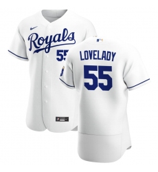 Men Kansas City Royals 55 Richard Lovelady Men Nike White Home 2020 Flex Base Player MLB Jersey
