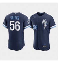 Men Kansas City Royals 56 Brad Keller 2022 Navy City Connect Flex Base Stitched MLB jersey