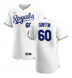 Men Kansas City Royals 60 Foster Griffin Men Nike White Home 2020 Flex Base Player MLB Jersey