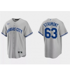 Men Kansas City Royals 63 Josh Staumont Grey Cool Base Stitched Baseball Jersey