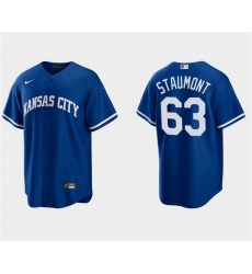 Men Kansas City Royals 63 Josh Staumont Royal Cool Base Stitched Baseball Jersey