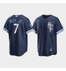 Men Kansas City Royals 7 Bobby Witt Jr  2022 Navy City Connect Cool Base Stitched jersey