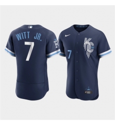 Men Kansas City Royals 7 Bobby Witt Jr  2022 Navy City Connect Flex Base Stitched MLB jersey