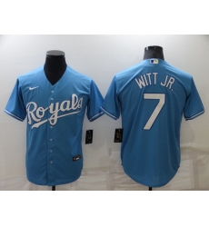 Men Kansas City Royals 7 Bobby Witt Jr  Light Blue Cool Base Stitched Jerse