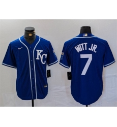 Men Kansas City Royals 7 Bobby Witt Jr  Royal Cool Base Stitched Baseball Jersey