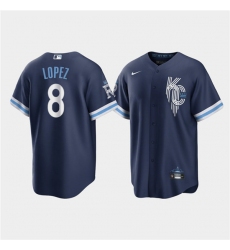 Men Kansas City Royals 8 Nicky Lopez 2022 Navy City Connect Cool Base Stitched jersey