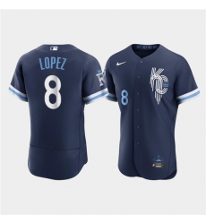 Men Kansas City Royals 8 Nicky Lopez 2022 Navy City Connect Flex Base Stitched MLB jersey
