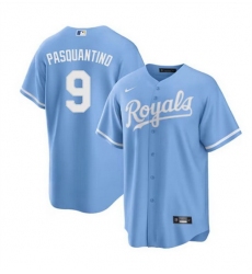 Men Kansas City Royals 9 Vinnie Pasquantino Blue Cool Base Stitched Baseball Jersey