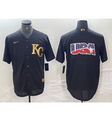 Men Kansas City Royals Black Team Big Logo Cool Base Stitched Jersey