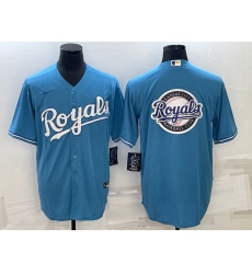 Men Kansas City Royals Light Blue Team Big Logo Cool Base Stitched Jersey