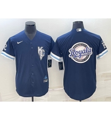 Men Kansas City Royals Navy Team Big Logo City Connect Cool Base Stitched Jersey