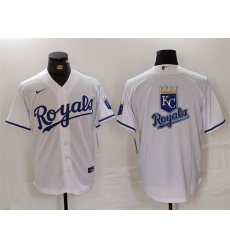 Men Kansas City Royals White Team Big Logo Cool Base Stitched Jersey