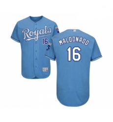 Mens Kansas City Royals 16 Martin Maldonado Light Blue Alternate Flex Base Authentic Collection Baseball Jersey
