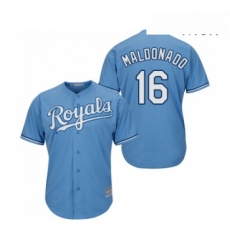 Mens Kansas City Royals 16 Martin Maldonado Replica Light Blue Alternate 1 Cool Base Baseball Jersey 