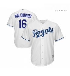 Mens Kansas City Royals 16 Martin Maldonado Replica White Home Cool Base Baseball Jersey 