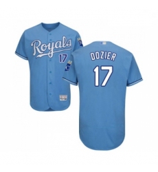 Mens Kansas City Royals 17 Hunter Dozier Light Blue Alternate Flex Base Authentic Collection Baseball Jersey