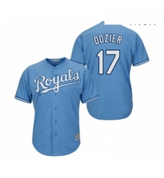 Mens Kansas City Royals 17 Hunter Dozier Replica Light Blue Alternate 1 Cool Base Baseball Jersey 