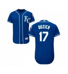 Mens Kansas City Royals 17 Hunter Dozier Royal Blue Alternate Flex Base Authentic Collection Baseball Jersey