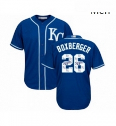 Mens Kansas City Royals 26 Brad Boxberger Blue Authentic Blue Team Logo Fashion Cool Base Baseball Jersey 