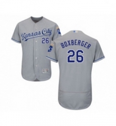 Mens Kansas City Royals 26 Brad Boxberger Grey Road Flex Base Authentic Collection Baseball Jersey