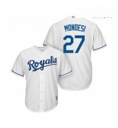 Mens Kansas City Royals 27 Adalberto Mondesi Replica White Home Cool Base Baseball Jersey 