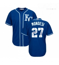 Mens Kansas City Royals 27 Raul Mondesi Blue Authentic Blue Team Logo Fashion Cool Base Baseball Jersey 