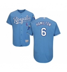 Mens Kansas City Royals 6 Billy Hamilton Light Blue Alternate Flex Base Authentic Collection Baseball Jersey