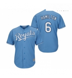 Mens Kansas City Royals 6 Billy Hamilton Replica Light Blue Alternate 1 Cool Base Baseball Jersey 