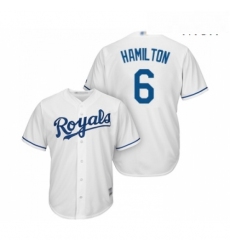 Mens Kansas City Royals 6 Billy Hamilton Replica White Home Cool Base Baseball Jersey 