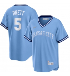Men's Kansas City Royals George Brett #5 Nike Light Blue Road Cooperstown Collection Player Jersey