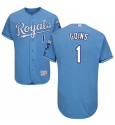 Mens Majestic Kansas City Royals 1 Ryan Goins Light Blue Alternate Flex Base Authentic Collection MLB Jersey