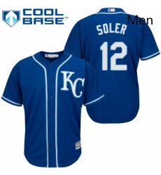Mens Majestic Kansas City Royals 12 Jorge Soler Replica Blue Alternate 2 Cool Base MLB Jersey