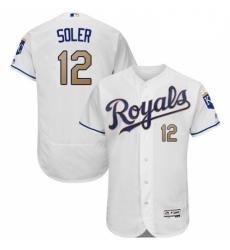 Mens Majestic Kansas City Royals 12 Jorge Soler White Flexbase Authentic Collection MLB Jersey