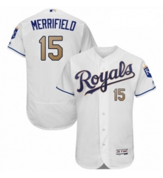 Mens Majestic Kansas City Royals 15 Whit Merrifield White Flexbase Authentic Collection MLB Jersey