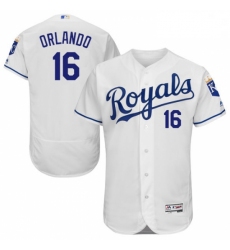Mens Majestic Kansas City Royals 16 Paulo Orlando White Flexbase Authentic Collection MLB Jersey