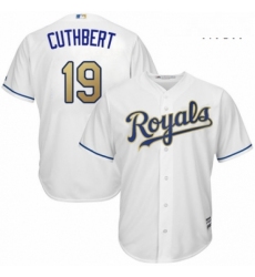 Mens Majestic Kansas City Royals 19 Cheslor Cuthbert Replica White Home Cool Base MLB Jersey 
