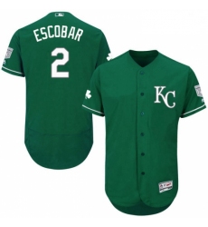 Mens Majestic Kansas City Royals 2 Alcides Escobar Green Celtic Flexbase Authentic Collection MLB Jersey