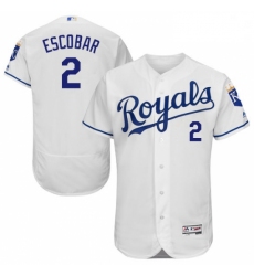 Mens Majestic Kansas City Royals 2 Alcides Escobar White Flexbase Authentic Collection MLB Jersey
